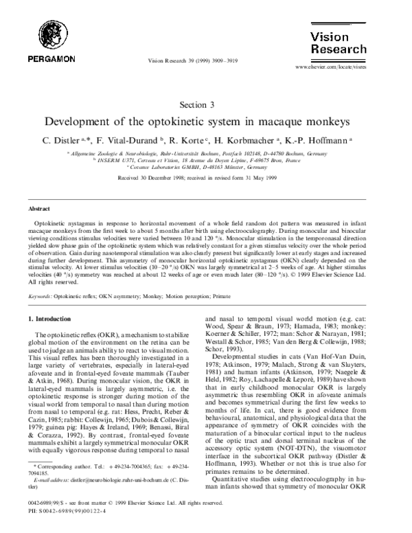 (PDF) Development of the optokinetic system in macaque monkeys | Klaus ...