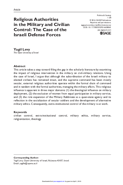 (PDF) Religious Authorities in the Military and Civilian Control