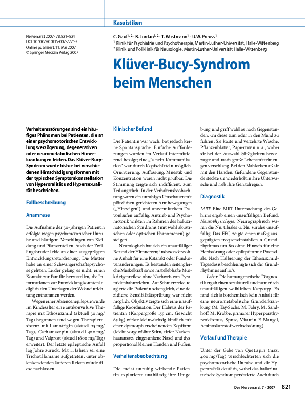 (PDF) KlüverBucySyndrom beim Menschen Ullrich Preuss Academia.edu