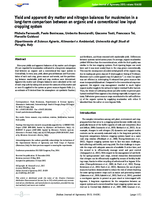 (PDF) Yield and apparent dry matter and nitrogen balances for muskmelon ...