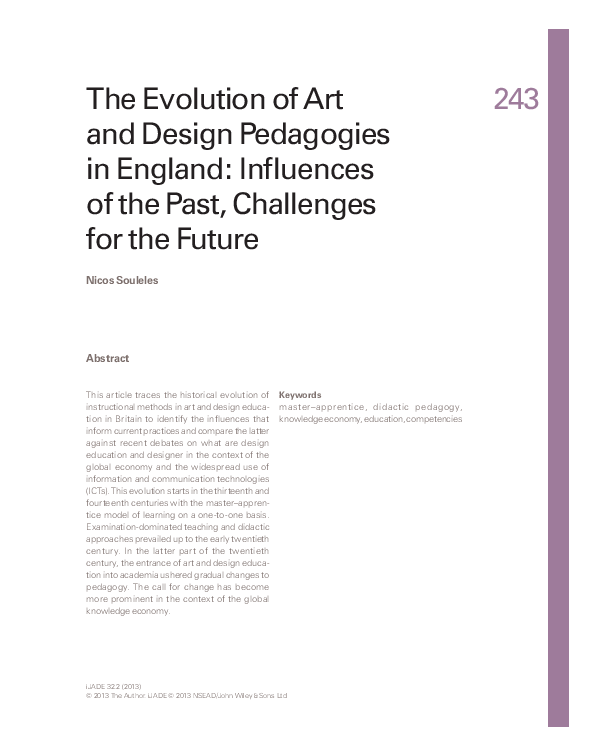 (PDF) The Evolution of Art and Design Pedagogies in England: Influences ...