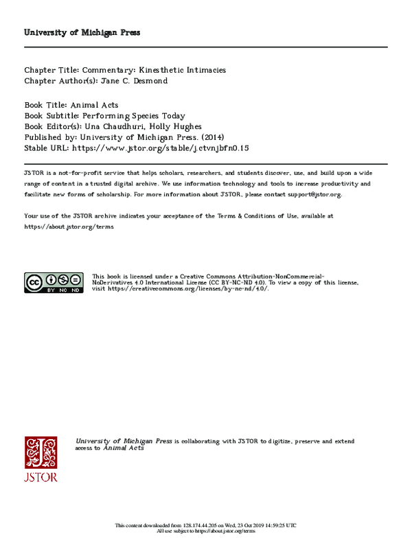 (PDF) Commentary: Kinesthetic Intimacies