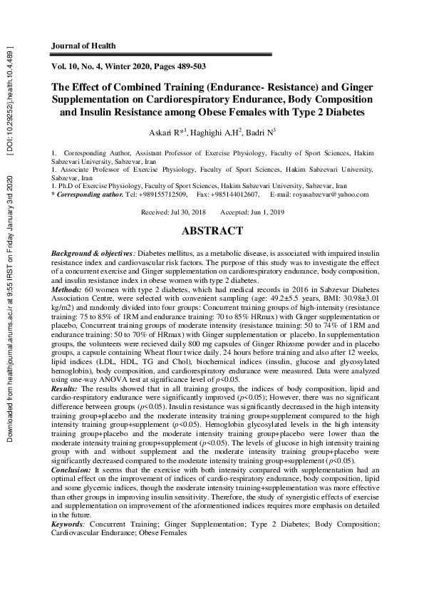 (PDF) The Effect of Combined Training (Endurance- Resistance) and ...