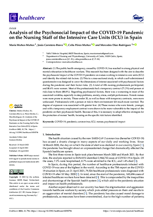 (PDF) Analysis of the Psychosocial Impact of the COVID-19 Pandemic on ...