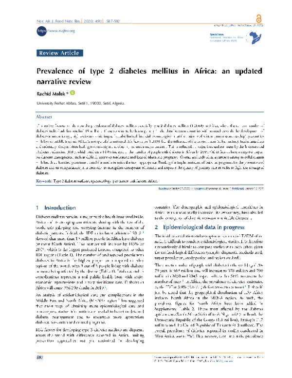 (PDF) Prevalence of type 2 diabetes mellitus in Africa: an updated ...