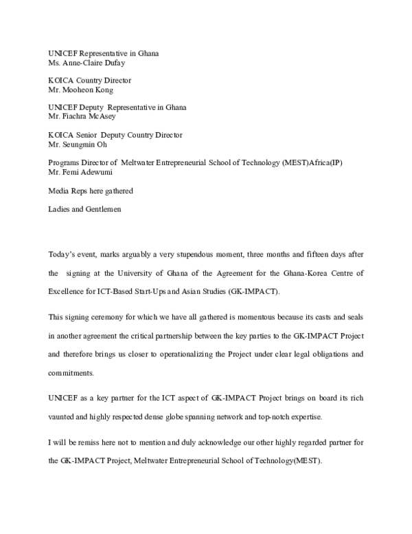 (PDF) Director's Remarks-KOICA-UNICEF MOU SIGNING