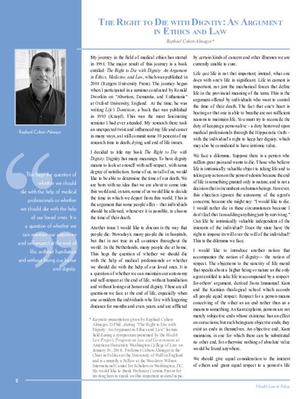 (PDF) The Right to Die with Dignity: An Argument in Ethics and Law