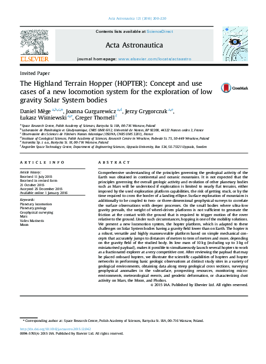 (PDF) The Highland Terrain Hopper (HOPTER): Concept and use cases of a ...