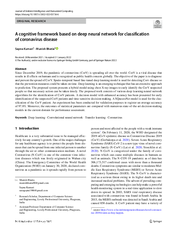 (PDF) A cognitive framework based on deep neural network for ...