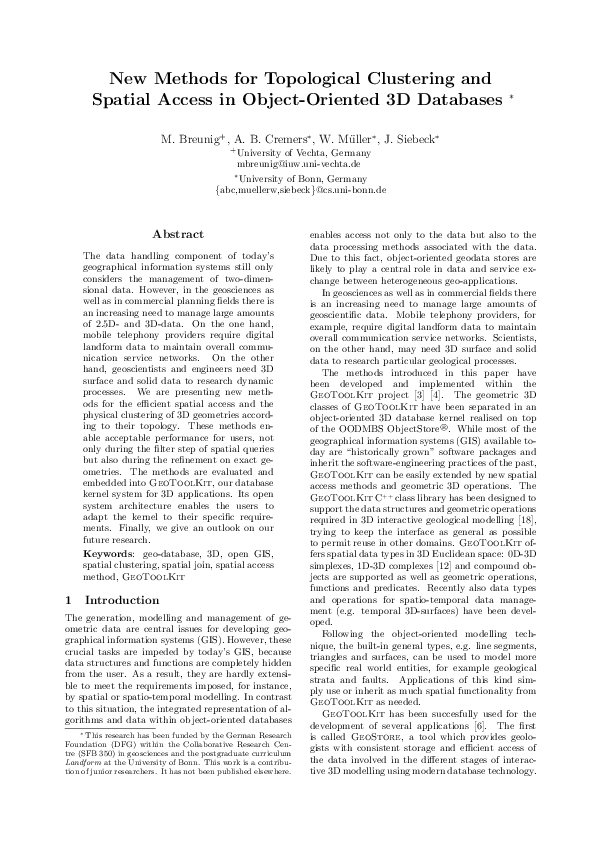 (PDF) New methods for topological clustering and spatial access in ...