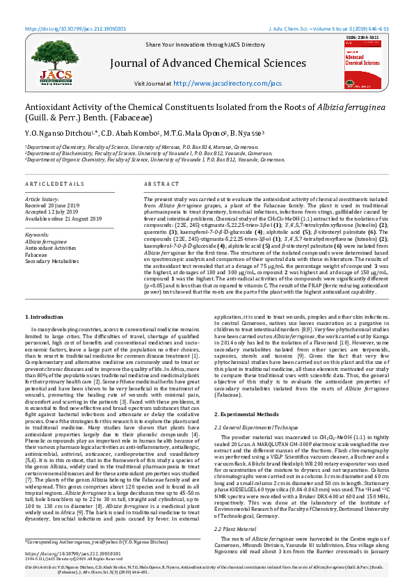 (PDF) Antioxidant Activity of the Chemical Constituents Isolated from ...