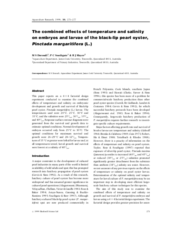 (PDF) The combined effects of temperature and salinity on embryos and ...