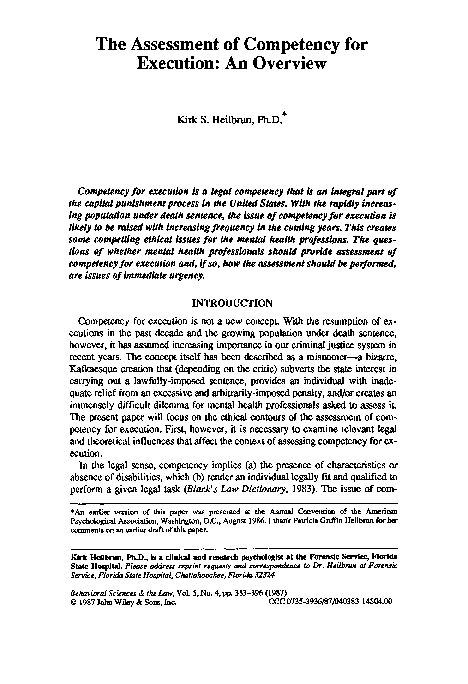 (PDF) The assessment of competency for execution: An overview | Kirk ...