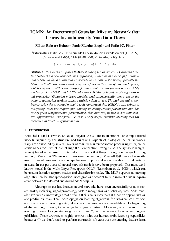 (PDF) IGMN: An Incremental Gaussian Mixture Network that Learns ...