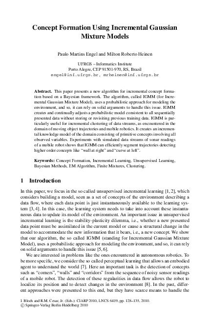 (PDF) Concept Formation Using Incremental Gaussian Mixture Models