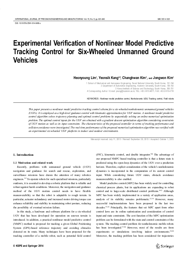 (PDF) Experimental verification of nonlinear model predictive tracking ...