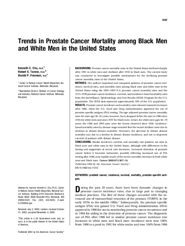 (PDF) Trends in prostate cancer mortality among black men and white men ...