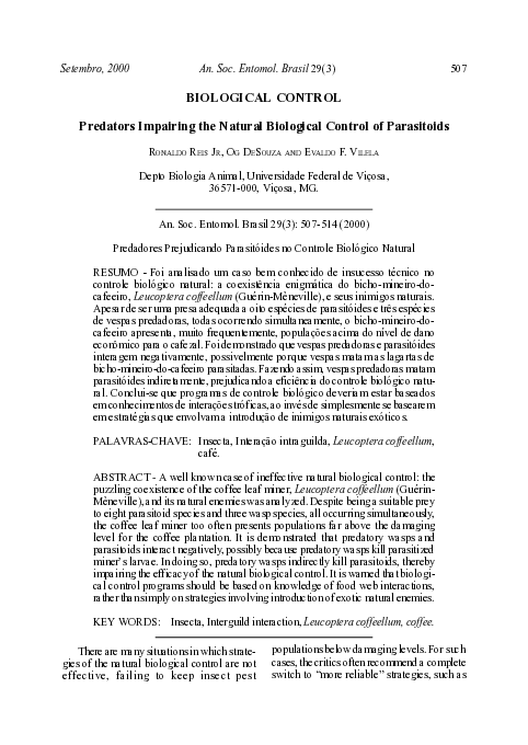 (PDF) Predators impairing the natural biological control of parasitoids