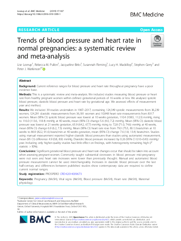 (PDF) Trends of blood pressure and heart rate in normal pregnancies: a ...