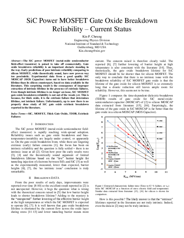 (PDF) SiC power MOSFET gate oxide breakdown reliability — Current
