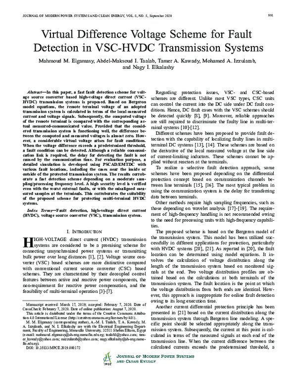 (PDF) Virtual Difference Voltage Scheme for Fault Detection in VSC-HVDC ...
