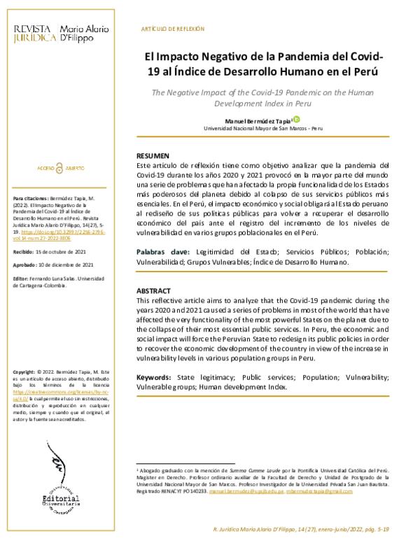 (PDF) El Impacto Negativo de la Pandemia del Covid-19 al Índice de ...