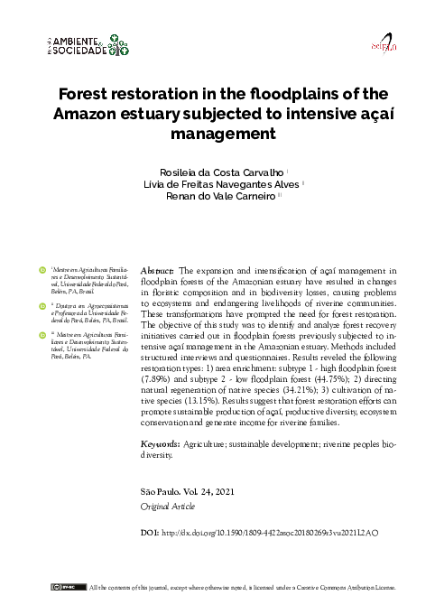 (PDF) Forest restoration in the floodplains of the Amazon estuary ...