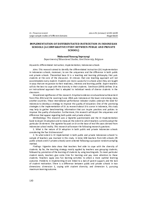 (PDF) Implementation of differentiated instruction in Indonesian school ...