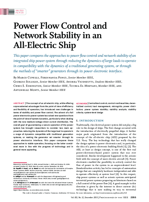 (PDF) Power Flow Control and Network Stability in an All-Electric Ship