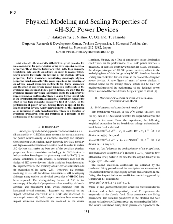 (PDF) Physical Modeling and Scaling Properties of 4H-SiC Power Devices