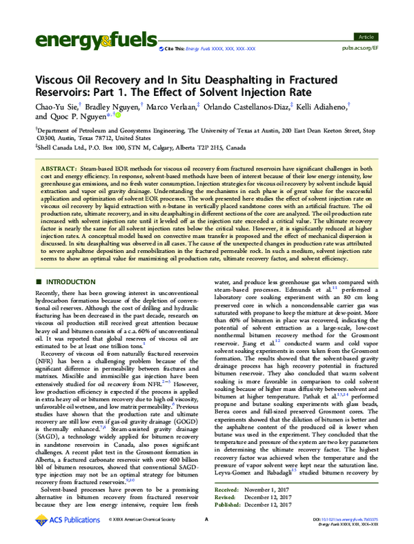 (PDF) Viscous Oil Recovery and In Situ Deasphalting in Fractured ...