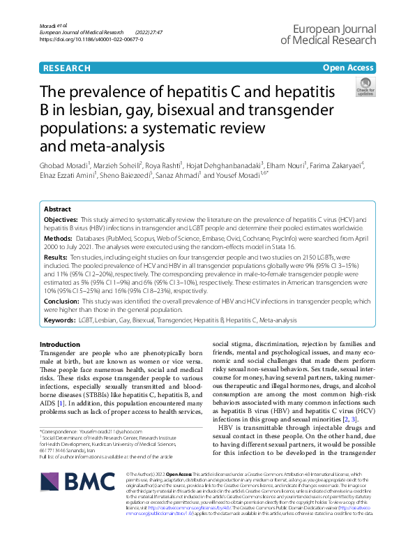 (PDF) The Prevalence of Hepatitis C and Hepatitis B in Lesbian, Gay ...