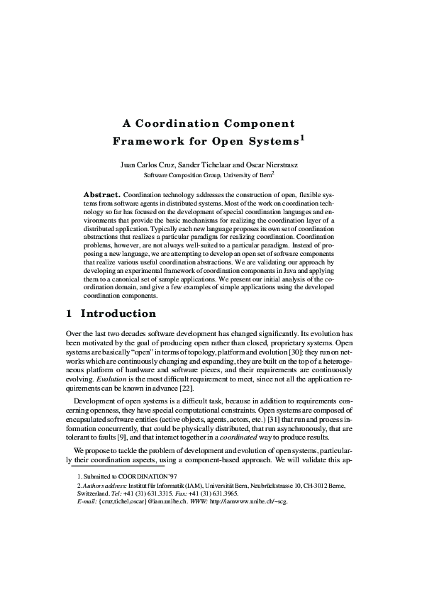 (PDF) A coordination component framework for open systems