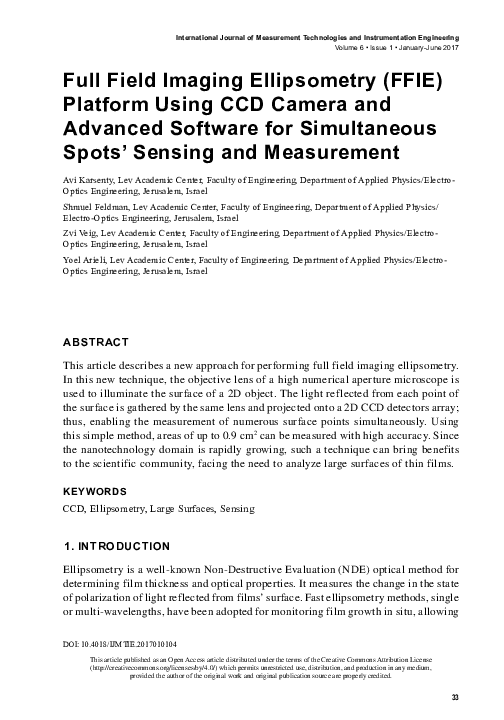 (PDF) Full Field Imaging Ellipsometry (FFIE) Platform Using CCD Camera ...