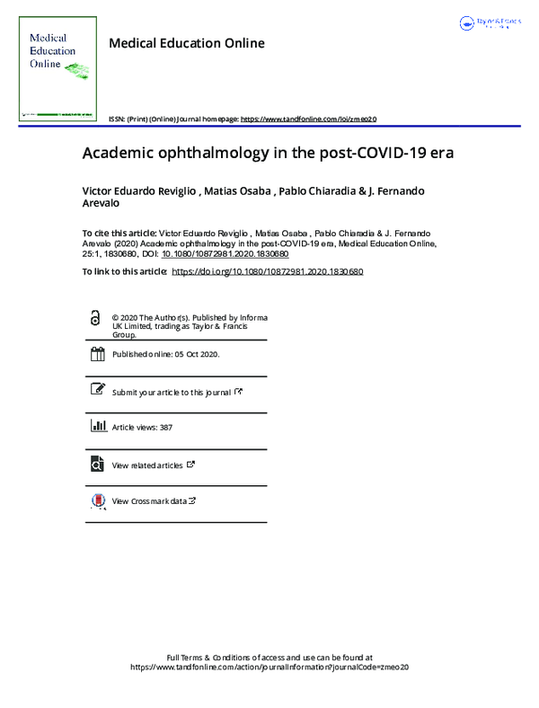 (PDF) Academic ophthalmology in the post-COVID-19 era