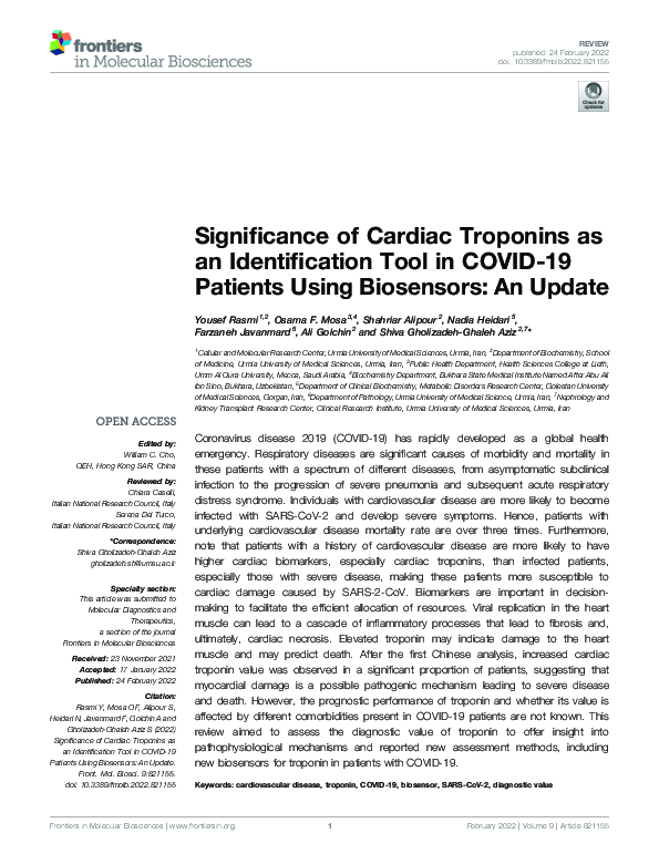 (PDF) Significance of Cardiac Troponins as an Identification Tool in ...