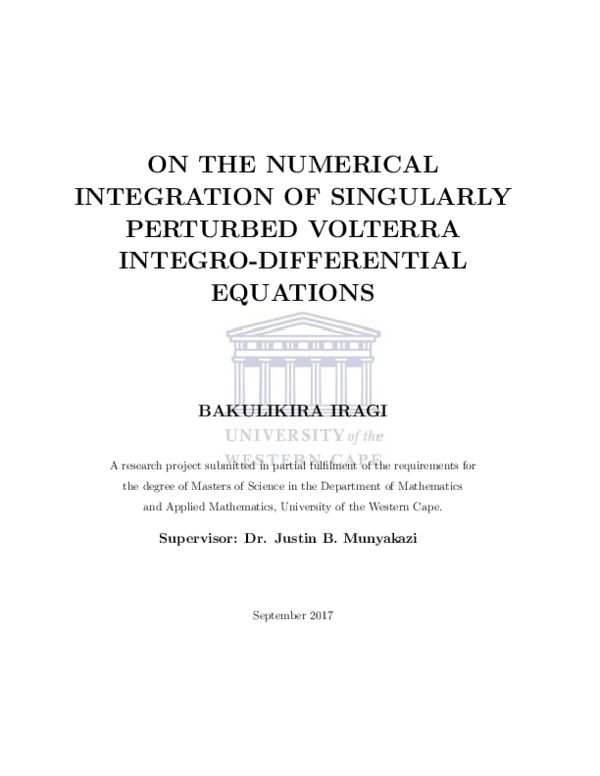 (PDF) On the numerical integration of singularly perturbed Volterra ...
