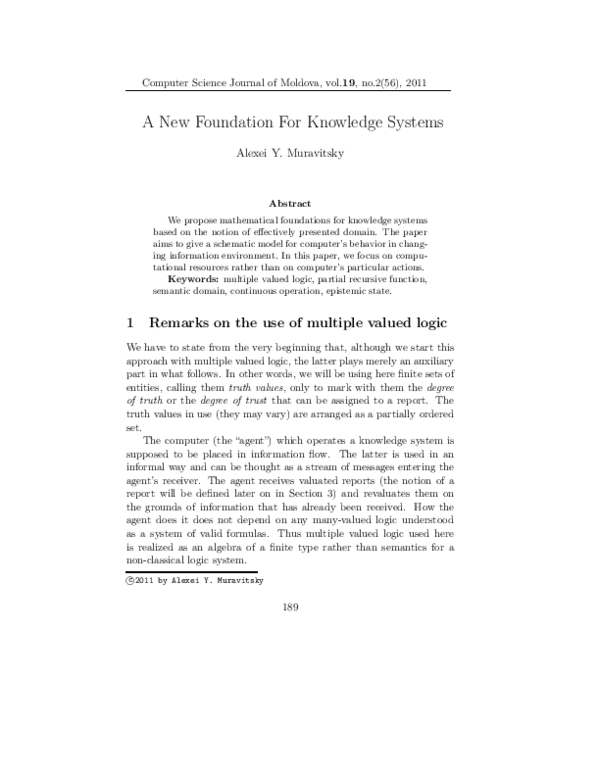 (PDF) A New Foundation For Knowledge Systems