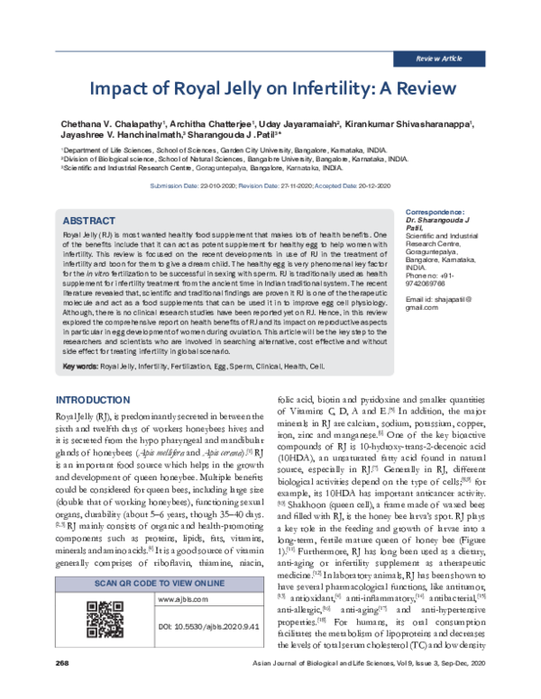 (PDF) Impact of Royal Jelly on Infertility A Review Chethana