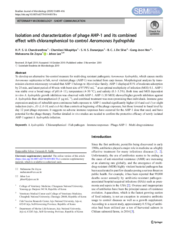 (PDF) Isolation and characterization of phage AHP-1 and its combined ...