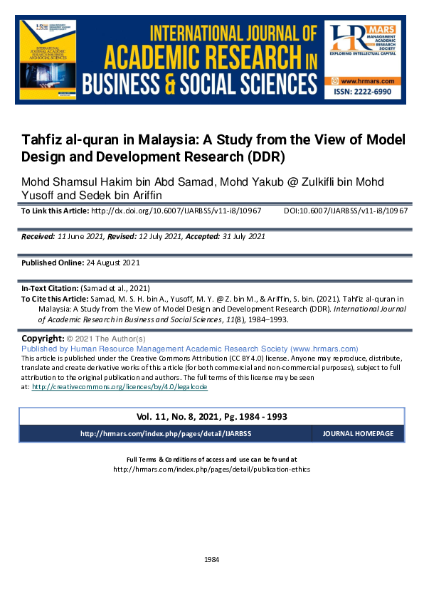 (PDF) Tahfiz al-quran in Malaysia: A Study from the View of Model ...