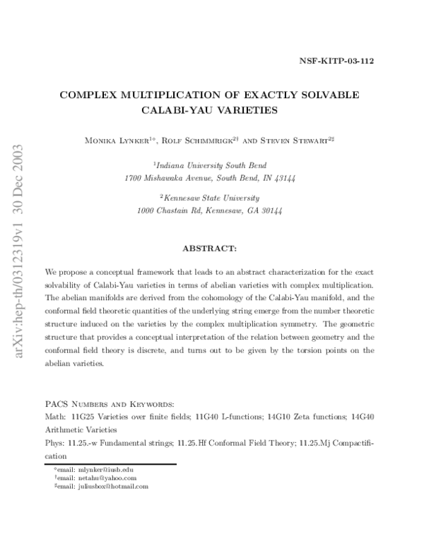 pdf complex multiplication of exactly solvable calabi yau varieties