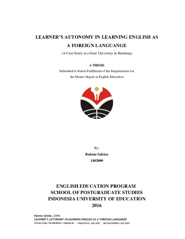 (PDF) LEARNER’S AUTONOMY IN LEARNING ENGLISH AS A FOREIGN LANGUANGE : A ...