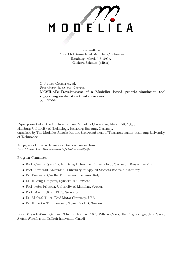 (PDF) MOSILAB: Development of a Modelica based generic simulation tool ...