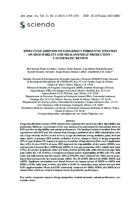 (PDF) Effects of Addition of Exogenous Fibrolytic Enzymes on ...