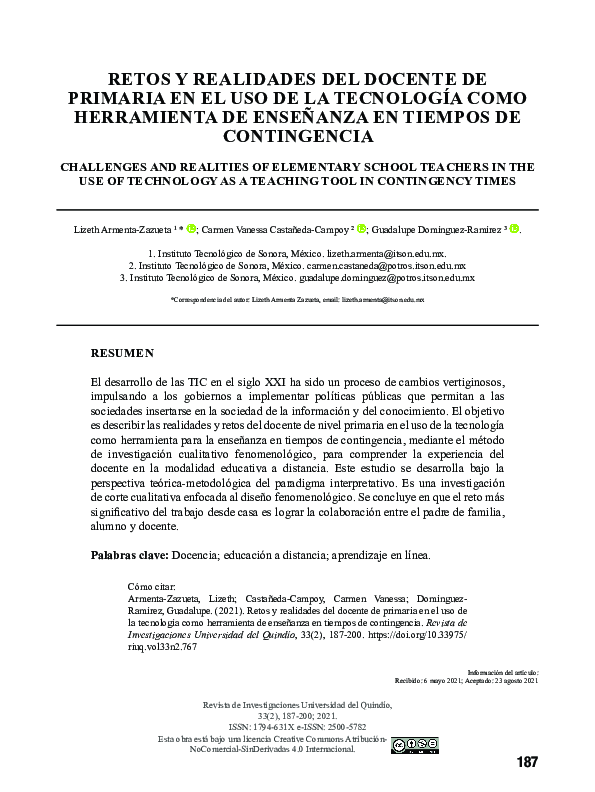 (PDF) Retos y Realidades Del Docente De Primaria en El Uso De La ...