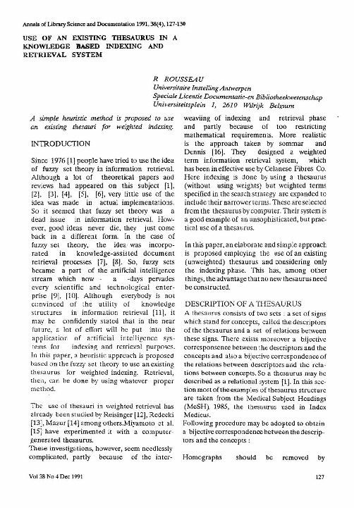 (PDF) Use of an existing thesaurus in a knowledge based indexing and ...