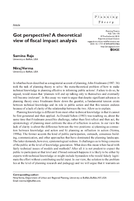 (PDF) Got perspective? A theoretical view of fiscal impact analysis