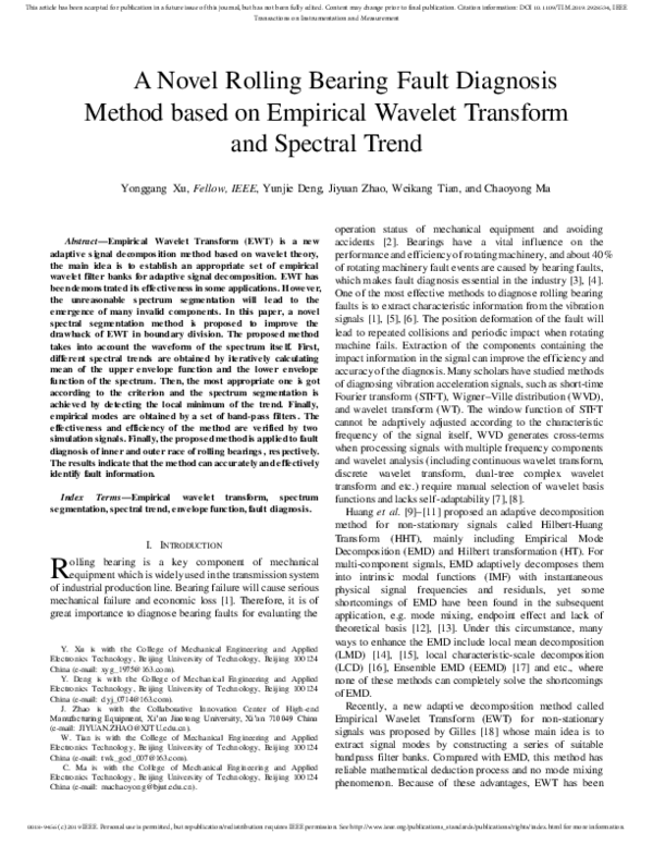 (PDF) A Novel Rolling Bearing Fault Diagnosis Method Based on Empirical ...