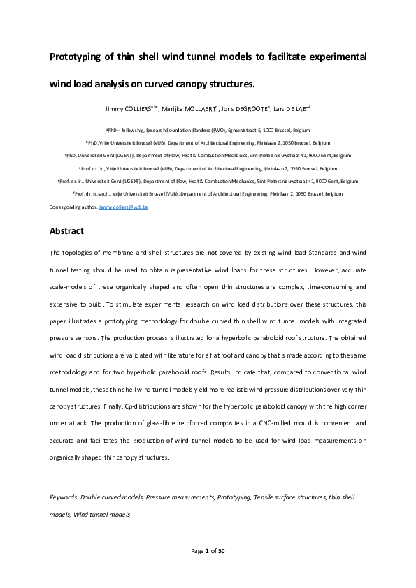 (PDF) Prototyping of thin shell wind tunnel models to facilitate ...